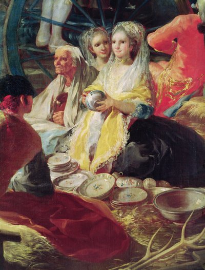 Ladies buying pottery at a stall in Madrid (detail) by Francisco de Goya
